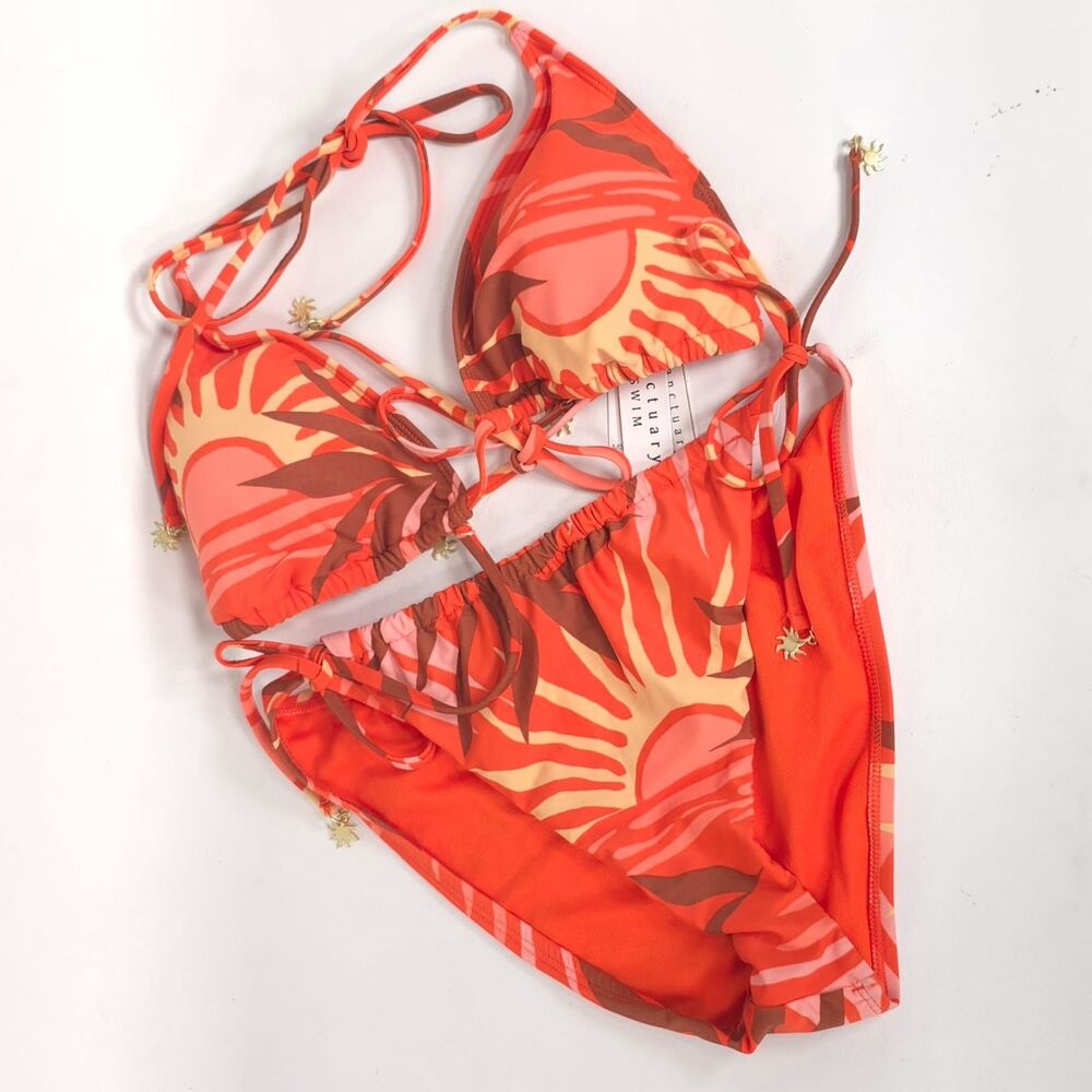 ANTHROPOLOGIE SANCTUARY Women's New Set Bikini XL Floral Tie Side SASM25113S-TJ